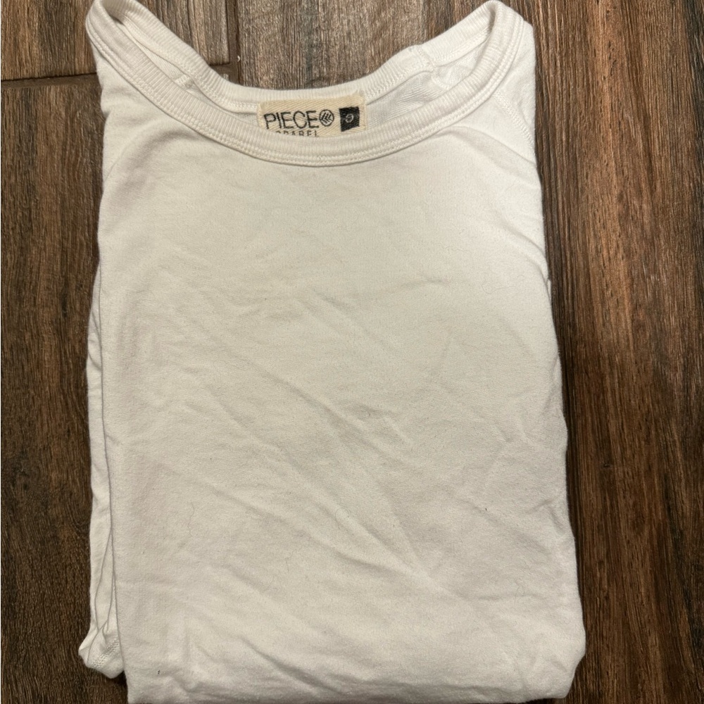 Piece Apparel white lightweight sweatshirt